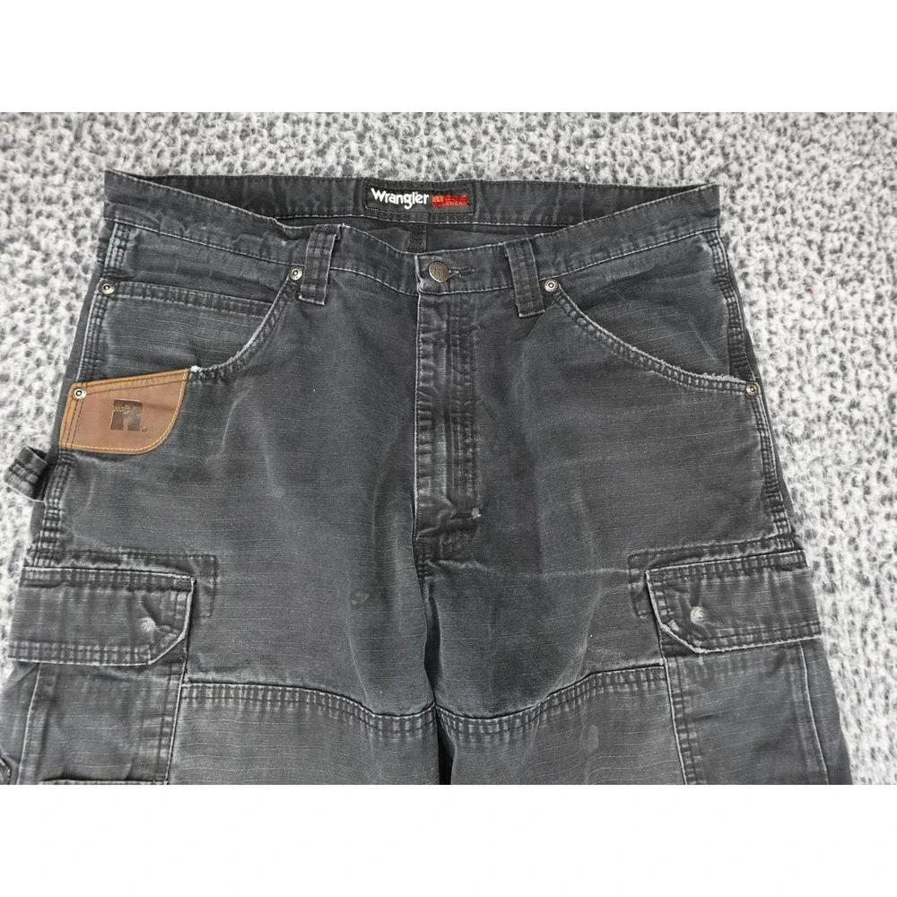 Wrangler RIGGS Workwear Carpenter Pants Mens 36x32 Black Distressed 3W060BL